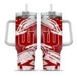 personalized indiana hoosiers abstract paths red curved tumbler best selling.webp