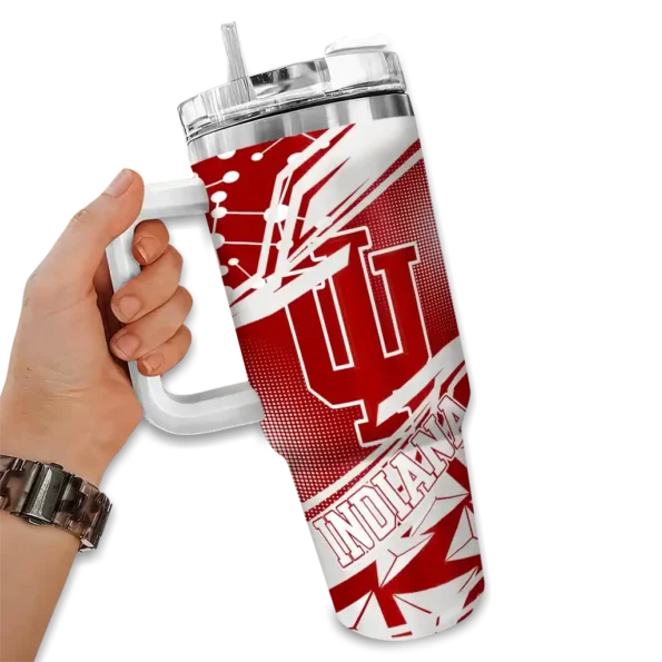 personalized indiana hoosiers abstract paths red curved tumbler fashion forward.webp