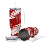 personalized indiana hoosiers abstract paths red curved tumbler best selling.webp