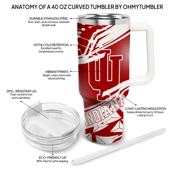 personalized indiana hoosiers abstract paths red curved tumbler new arrival.webp