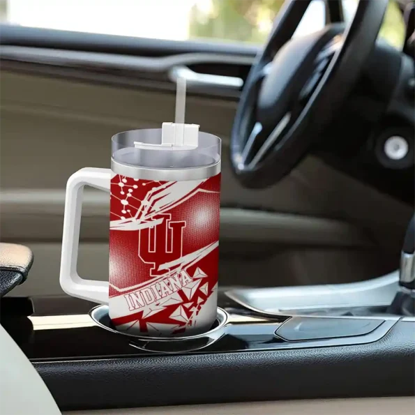 personalized indiana hoosiers abstract paths red curved tumbler trendy.webp