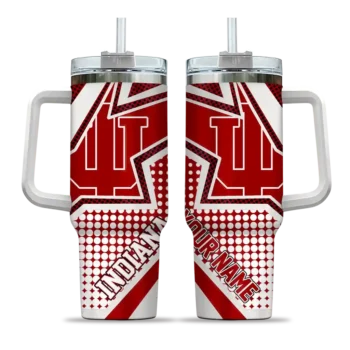 personalized indiana hoosiers arrow burst red curved tumbler best selling.webp