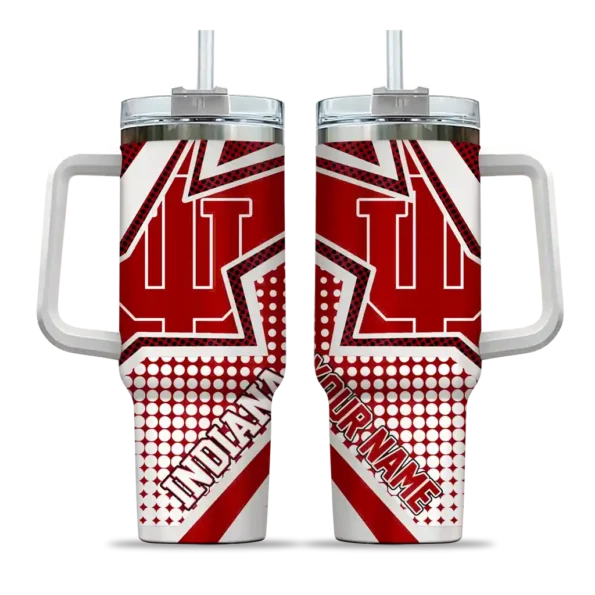 personalized indiana hoosiers arrow burst red curved tumbler best selling.webp