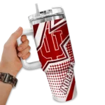 personalized indiana hoosiers arrow burst red curved tumbler best selling.webp
