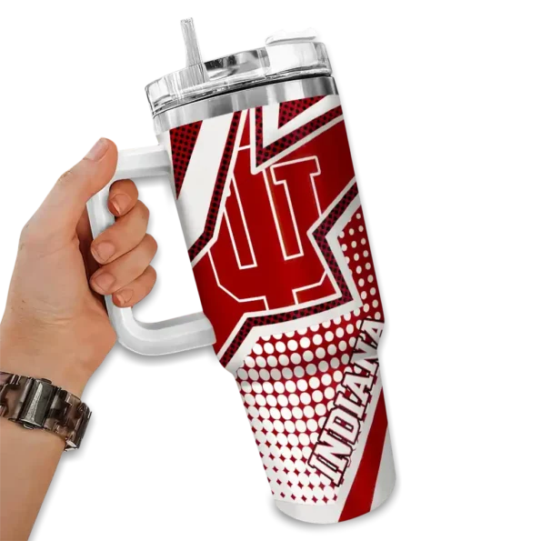 personalized indiana hoosiers arrow burst red curved tumbler fashion forward.webp