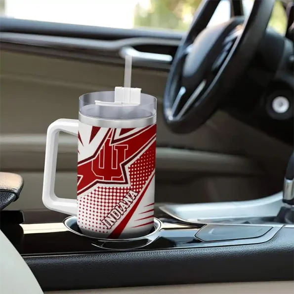 personalized indiana hoosiers arrow burst red curved tumbler trendy.webp