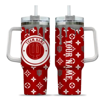 personalized indiana hoosiers bullseye drips red curved tumbler best selling.webp