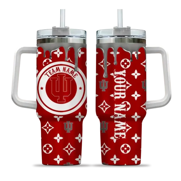 personalized indiana hoosiers bullseye drips red curved tumbler best selling.webp