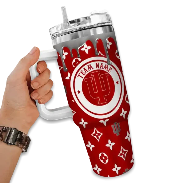personalized indiana hoosiers bullseye drips red curved tumbler fashion forward.webp