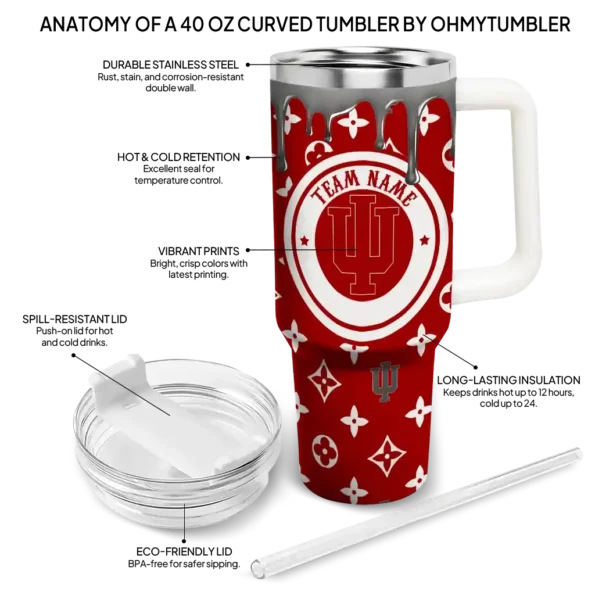 personalized indiana hoosiers bullseye drips red curved tumbler new arrival.webp