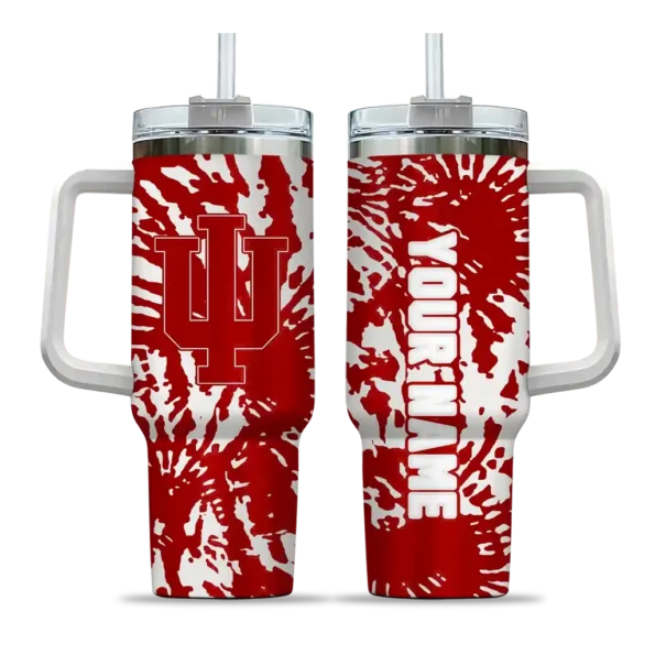personalized indiana hoosiers burst swirl red curved tumbler best selling.webp