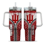 personalized indiana hoosiers leopard zipper red curved tumbler best selling.webp