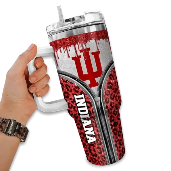personalized indiana hoosiers leopard zipper red curved tumbler fashion forward.webp