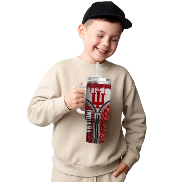 personalized indiana hoosiers leopard zipper red curved tumbler latest model.webp