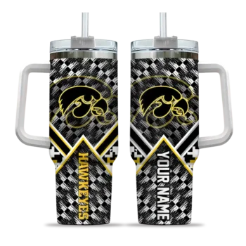 personalized iowa hawkeyes chevron angle black curved tumbler best selling.webp