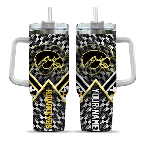 personalized iowa hawkeyes chevron angle black curved tumbler best selling.webp