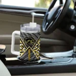personalized iowa hawkeyes chevron angle black curved tumbler best selling.webp