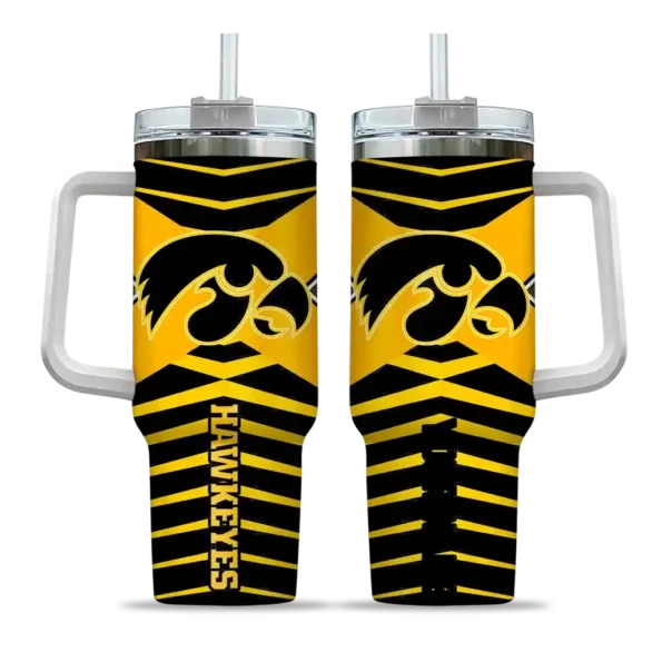 personalized iowa hawkeyes chevron layers black curved tumbler best selling.webp