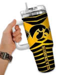 personalized iowa hawkeyes chevron layers black curved tumbler best selling.webp
