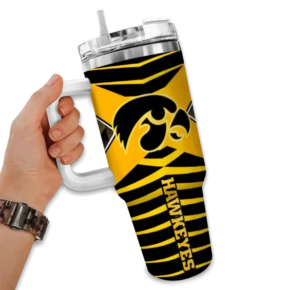 personalized iowa hawkeyes chevron layers black curved tumbler fashion forward.webp