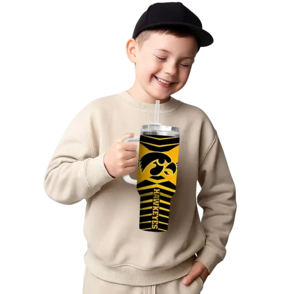 personalized iowa hawkeyes chevron layers black curved tumbler latest model.webp