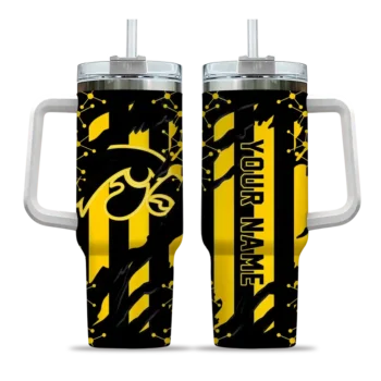 personalized iowa hawkeyes claw cut black curved tumbler best selling.webp