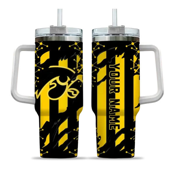 personalized iowa hawkeyes claw cut black curved tumbler best selling.webp