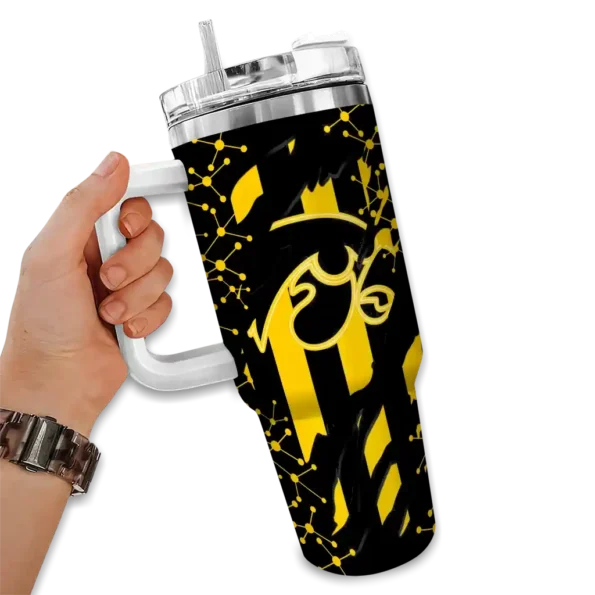 personalized iowa hawkeyes claw cut black curved tumbler fashion forward.webp