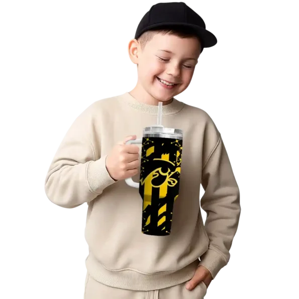 personalized iowa hawkeyes claw cut black curved tumbler latest model.webp