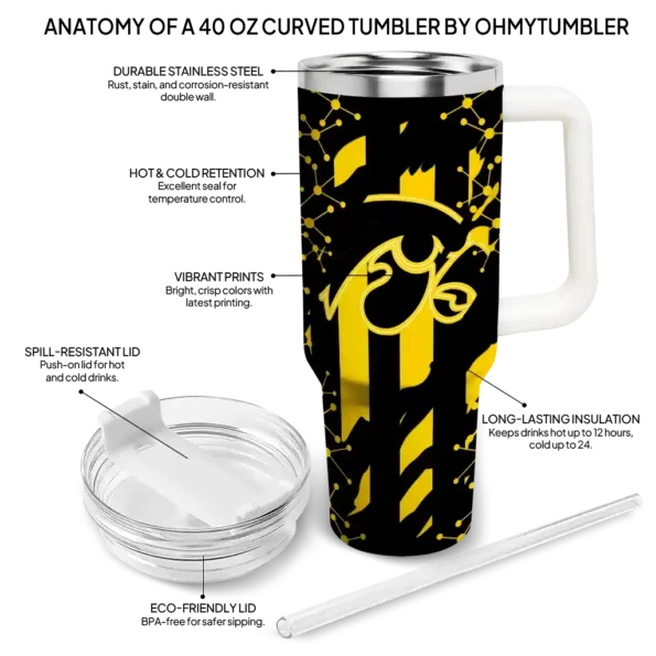 personalized iowa hawkeyes claw cut black curved tumbler new arrival.webp