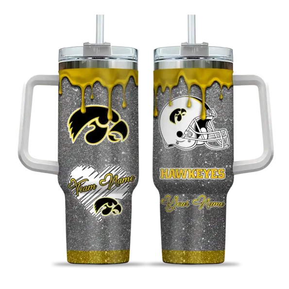 personalized iowa hawkeyes heart helmet motif black curved tumbler best selling.webp