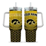 personalized iowa hawkeyes hex texture black curved tumbler best selling.webp