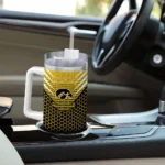 personalized iowa hawkeyes hex texture black curved tumbler best selling.webp