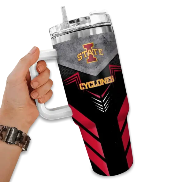 personalized iowa state cyclones arrow armor red black curved tumbler fashion forward.webp