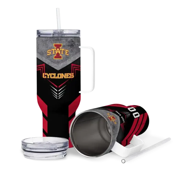 personalized iowa state cyclones arrow armor red black curved tumbler high quality.webp