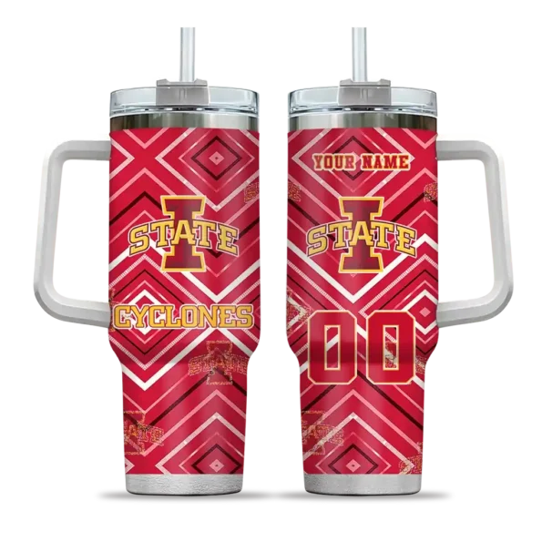personalized iowa state cyclones bold diamonds red curved tumbler best selling.webp