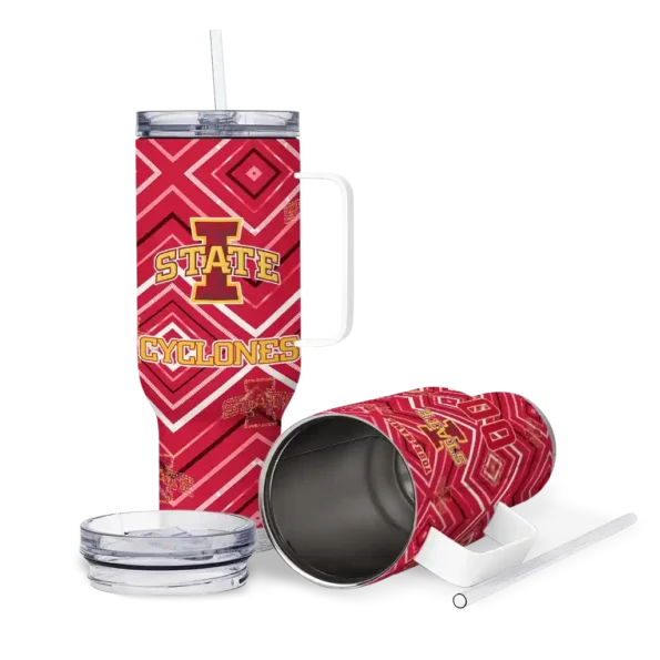 personalized iowa state cyclones bold diamonds red curved tumbler high quality.webp