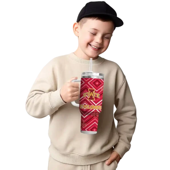 personalized iowa state cyclones bold diamonds red curved tumbler latest model.webp