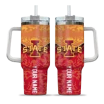 personalized iowa state cyclones chevron stripe red curved tumbler best selling.webp