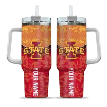 personalized iowa state cyclones chevron stripe red curved tumbler best selling.webp