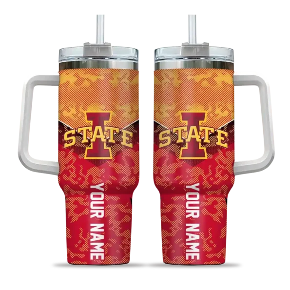personalized iowa state cyclones chevron stripe red curved tumbler best selling.webp