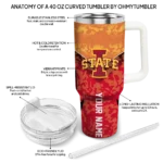 personalized iowa state cyclones chevron stripe red curved tumbler best selling.webp