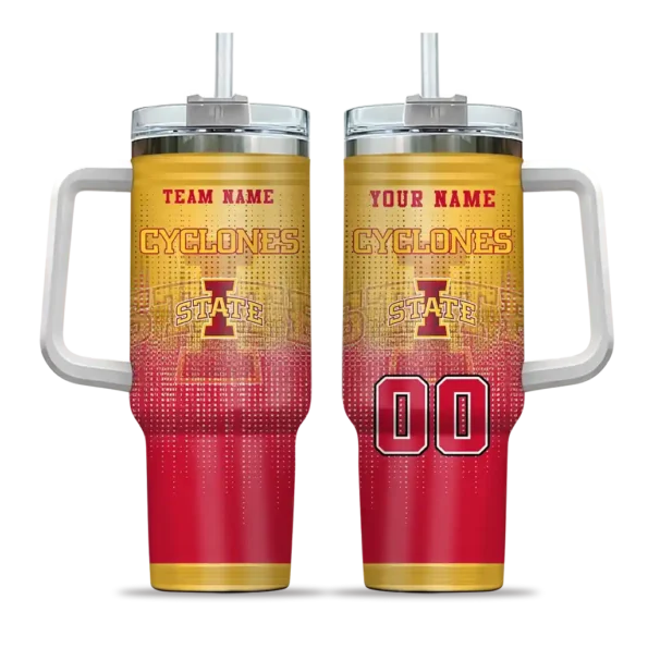 personalized iowa state cyclones gradient dots red curved tumbler best selling.webp