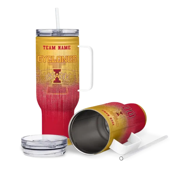 personalized iowa state cyclones gradient dots red curved tumbler high quality.webp