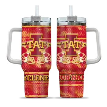 personalized iowa state cyclones honey streaks red curved tumbler best selling.webp