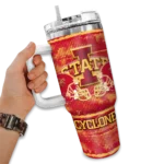 personalized iowa state cyclones honey streaks red curved tumbler best selling.webp