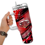 personalized jacksonville state gamecocks abstract paths red curved tumbler best selling.webp