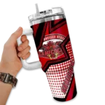personalized jacksonville state gamecocks arrow burst red curved tumbler best selling.webp