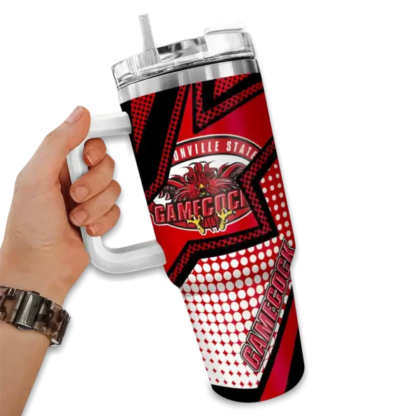 personalized jacksonville state gamecocks arrow burst red curved tumbler fashion forward.webp
