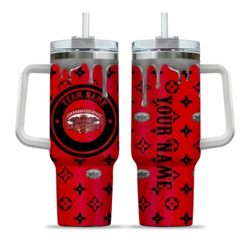 personalized jacksonville state gamecocks bullseye drips red curved tumbler best selling.webp